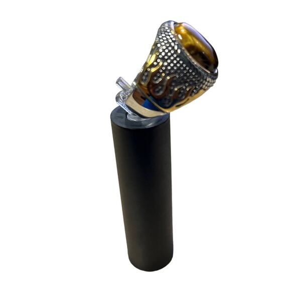 Men's Stainless Steel Ring with Natural Tiger Eye Stone, NWOT, Size 10 - Picture 4 of 4